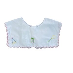 Lullaby Set Baby White Pink Scalloped Collar Bib Gift Party Balloons Embroidery
